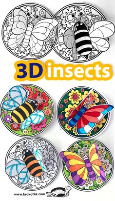 3D insects 3d Insects, Insect Crafts, Ideas For Easter Decorations, Printables Free, Ideas For Easter, Butterfly Crafts, Kindergarten Art, Insect Art, Art Activities For Kids