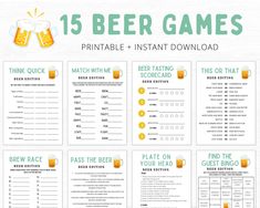 15 beer games for kids to play on the couch or in the living room with free printables