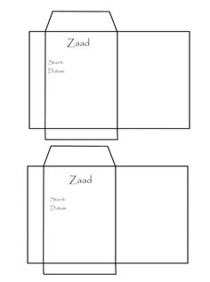 an open box with the name zad on it, cut out into two sections