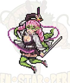 an image of a pixel art character with a bow and arrow in her hand,