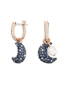 Swarovski Luna Pave Crescent Drop Earrings Swarovski Jewelry, Moon Earrings, Blue Rose, Milky Way, Crescent, Art Reference, Jewelry Accessories, In Store, Buy Online