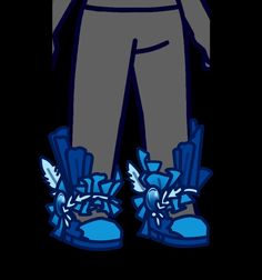 an image of a person standing in the dark with blue flowers on his pants and shoes