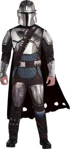 a man in a star wars costume standing with his hands on his hips and wearing a helmet