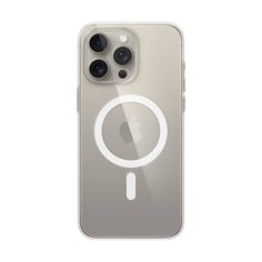 an iphone case with a camera lens on the front and back cover, in silver