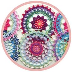 there are many crochet designs on this plate