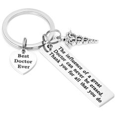 PRICES MAY VARY. ❤Doctor Gift Thank You For All That You Do Keychain Best Doctor Ever Gift Appreciation Medical Gift❤- Engraved "The Influence of a Great Doctor can Never be Erased.Thank you for all that you do". Say "Thank You" to show your appreciation to your great doctor with this gift. Speaks volumes of your gratitude of your doctor's medical care over you. This is a delicate and perfect gift for the Doctors in some special and significant occasion. ❤Premium Material❤- Made of high quality Doctor Keychain, Women Doctors, Keychain Gifts, Doctors Day, Medical Gifts, Doctor Gift, Female Doctor, Doctor Gifts, Circle Ring