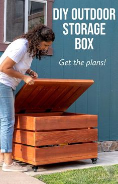 Diy Scrap Wood Projects, Outdoor Toy Storage, Diy Outdoor Storage, Outdoor Box, Diy Storage Boxes, Kreg Jig, Diy Woodworking Projects