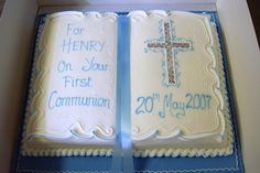 two cakes in a box with the words for henry on their first and 20th anniversary