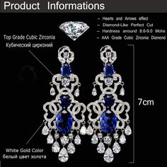 CZ Jewelry- Famous Brand Wedding Large Statement Long Dangling Drop Earrings for Women Jewelry With Royal Blue Cubic Zirconia E239Model Number:4000182845991 Earrings Size : 7 cm Elegant Blue Earrings For Party, Blue Diamond Earrings For Party, Sapphire Drop Diamond Earrings For Wedding, Sapphire Jewelry For Party With Pierced Ears, Blue Cubic Zirconia Chandelier Earrings For Party, Wedding Sapphire Diamond Earrings, Luxury Long Drop Chandelier Earrings, Blue Diamond Party Earrings, Blue Cubic Zirconia Diamond Earrings For Wedding