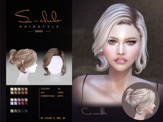 an image of a woman's hair and makeup for the simsel hairstyle