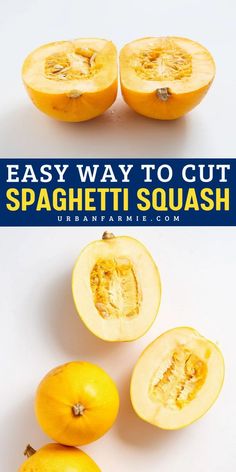 Learn the easy way to cut spaghetti squash with these recipe tips and tricks! Achieve fluffy ""noodles"" every time without any fancy knife skills. Perfect for creating a hassle-free, healthy base for all your favorite dishes!