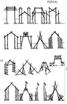 some type of structure that has been constructed in the style of architecture, with different angles and