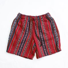 Yo, check these out - Men's Comfy Tribal Shorts in this eye-catching red! They've got a cool tribal pattern that's all about that laid-back summer style. Made with durable tribal woven fabric, they're ready for our long days at the park or just chilling at home. An 8" inseam means they're breezy enough for the heat, and the elastic waistband and drawstring keep things just where you want them. And pockets? Got 'em, so you can keep your phone and keys handy. Whether you're lounging or out at a fe Red Bottoms With Elastic Waistband For Festivals, Red Elastic Waistband Bottoms For Festival, Traditional Red Bottoms For Summer, Red Bohemian Cotton Shorts, Red Short-length Bottoms For Festival, Red Short Length Bottoms For Festival, Cotton Red Shorts For Festival, Red Cotton Shorts For Festivals, Red Cotton Bottoms For Festival