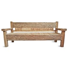 a wooden bench sitting on top of a white background