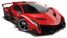 a red and black sports car is shown in this 3d rendering image with no background