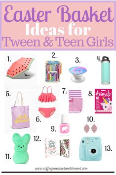 Teen Girl Easter Basket Ideas, Teen Easter Basket, Coffee Pancakes, Fun Easter Baskets, Easter Gift Ideas, Girls Easter Basket, Easter Basket Ideas, Big Bunny