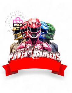 the power rangers logo is shown with four different colors and designs on top of each other