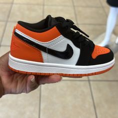 Orange And Black Jordan 1s Low Size 11 Preschool Orange Low-top Sneakers For School, Casual Orange Sneakers For School, Sporty Non-slip Low-top Jordan Shoes, Low-top Non-slip Jordan Shoes For Streetwear, Orange And Black Jordan 1, Jordan 1s Low, Jordan 1 Mid Blue, Orange Jordan, December Outfits