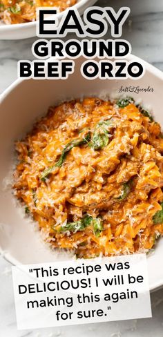 the recipe for easy ground beef orzo