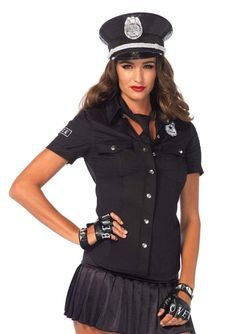 Leg Avenue Police Shirt with Badge Accents and Tie Police Halloween Costumes, Leg Avenue Costumes, Police Officer Costume, Police Costume, Police Shirts, Shirt And Tie, Uniform Shirts, Police Women, Costume Themes