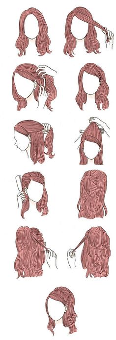 Cute Simple Hairstyles, Seni Dan Kraf, Kraf Diy, Hair Dos, Hair Updos, Pretty Hairstyles, Hair Hacks