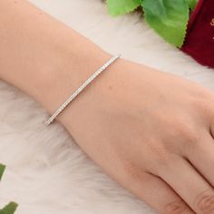 10k White Gold Diamond Bangle, Unique Designer Micro Pave Diamond Bracelet, 1.10 Carats Diamond Pave Gold Bangle Jewelry Gift for Her Details :- Item Code:- STB-6001 Gross Weight :- 7.89 gm 10k White Gold Weight :- 7.67 gm Diamond Weight :- 1.10 ct. (Si Clarity Hi Color Certified Diamonds) ≫ FAQ below for more detail. ✦ Sizing We can adjust most items to fit your sizing preferences. Most items can be made to any size and length. Please leave a note at checkout or contact us via Etsy conversation Kada For Women, Diamond Kada, White Gold Bangle, Diamond Earrings Design, Diamond Bangles, Bracelet Stacking, Bangle Jewelry, Stacked Bangles, Stackable Bracelets