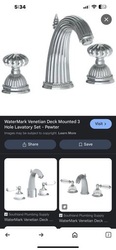 the screenshot shows different types of faucets