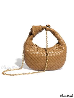 Olivia Mark - Exquisite Handcrafted Handbag with Intricate Weaving and Stylish Metal Chain Crossbody Design Large Leather Handbags, Handcrafted Handbags, Woven Leather Bag, Cloud Bag, Hobo Crossbody Bag, Woven Handbags, Handbag Pattern, Crossbody Bag Women, Chain Crossbody Bag