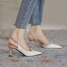 Color: white, blackSize: 35,36,37,38,39Material: microfiberProduct category: high heelsHead shape: pointed headMaterial: rubber Casual High Heels, Snake Leather, Point Shoes, Pointed Heels, Bow Shoes, Ankle Wrap, Womens Mid Calf Boots, Casual Heels, Canvas Shoes Women