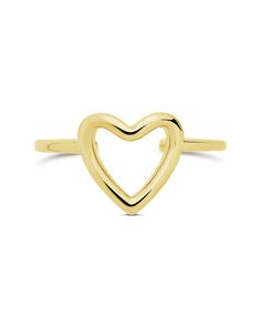 Simple and sweet, this open heart ring is a perfect gift for any special woman in your life! The delicate band has a chic heart-shaped design. Available in gold and silver tones. Materials: 14K gold plated sterling silver or sterling silver Features: 1.5mm band, 0.45" heart, Lead & Nickel free, open band- allows for minor adjustments Open Heart Stackable Rings For Valentine's Day Promise, Open Heart Stackable Rings For Promise On Valentine's Day, Heart-shaped Midi Rings For Anniversary, Dainty Open Heart Ring For Valentine's Day, Elegant Adjustable Open Heart Stackable Rings, Yellow Gold Heart Midi Rings For Valentine's Day, Elegant Stackable Open Heart Rings, Yellow Gold Open Heart Promise Ring, Minimalist Open Heart Gold Ring