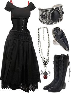 Vampire Summer Outfits, Witchy Clothes, Spider Necklace, Dark Mori, Estilo Hippie, Witchy Fashion