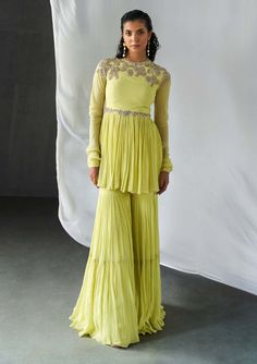 Bhumika Sharma-Mint Green Embroidered Sharara Set-INDIASPOPUP.COM