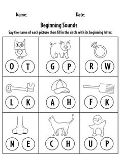 the beginning sounds worksheet for children to learn how to write and draw letters