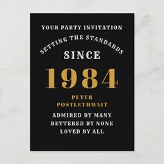 a black and gold birthday party card