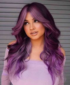 Tone on Tone Purple Balayage Long Purple Hair, Spring Hair Color Trends, Purple Balayage, Vivid Hair Color, Bold Hair Color, Spring Hair Color, Dyed Hair Inspiration, Hair Color Purple, Pretty Hair Color