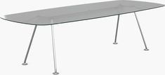 a glass table with metal legs on an isolated white background