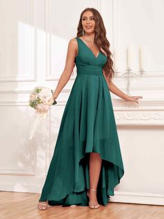 #color_Teal Asymmetrical Bridesmaid Dress, Satin Hoco Dress, Teal Bridesmaid Dresses, Emerald Bridesmaid Dresses, Dresses With Pockets, Wedding Veils Lace, Party Dresses Online, Chiffon Bridesmaid Dresses, Stunning Gowns