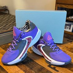 Nike Zoom Freak 4 Basketball Shoes. Brand New, Never Been Worn With Original Box. Size: 10.5 Color: Action Grape / Pinksicle Bundle And Save. Offers Welcome Purple Basketball Shoes With Air Max Cushioning, Purple Lace-up Sneakers With Ortholite Insole, Shoes Brand, Shoes Nike, Nike Zoom, Basketball Shoes, Purple And Black, Nike Men, Original Box