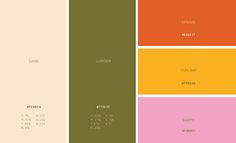 four different color palettes with the same font and numbers on each one, all in different colors