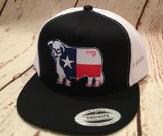 Black with White Mesh Trucker Hat. Texas Flag color on Bull with J Logo Branded. These are guaranteed original five panel Yupoong classic snapback OSFA. We have multiple colors available please see other listings. Western Hat Styles, J Logo, Country Hats, Dope Hats, Hat Bands, Southern Girls, Cute Country Outfits, Ranch Wear, Texas Flag