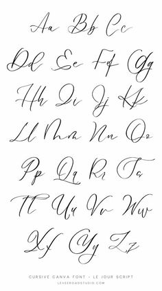 the cursive capital alphabet is shown in black ink