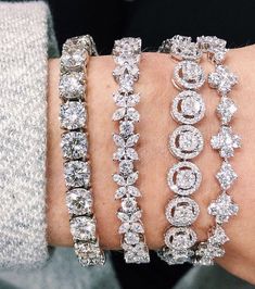 Custom-made to Order Diamond Tennis Bracelets in 18k White Gold Bling Bracelets, Solitaire Bracelet, Fashion Empire, Blessed Wednesday, Diamond Bangles, Necklaces Women