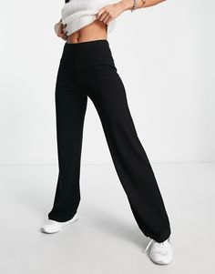 Pants & Leggings by ASOS DESIGN Next stop: checkout Plain design High rise Elastic waist Wide leg