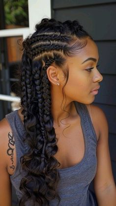 Wedding Day Braids Hairstyles Black Women, Black Women Two Braids Hairstyles, French Curls Braids Cornrows, Scalp Twist Natural Hair, Fancy Curly Hairstyles Natural, Formal Braid Styles, Pregnancy Braids Hairstyles, 4 Goddess Braids Hairstyles, Wedding Hairstyles Braids Black Women