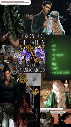 a collage of photos with the words throne of the fallen and images of people