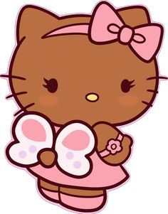 a hello kitty holding a heart shaped object