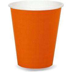 an orange cup with white rim on a white background