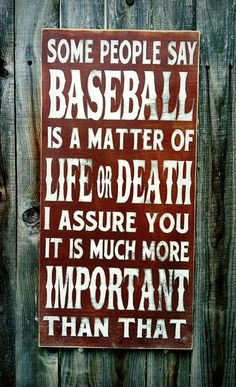 "The Importance of Baseball" hand painted wood sign available on etsy for $60. Painted Pallet, No Crying In Baseball, Baseball Crafts, Baseball Quotes, Stl Cardinals, Giants Baseball, Hand Painted Wood Sign, Cardinals Baseball, Sports Quotes