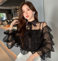 This is a high quality item. It will be packaged well and ship to you safe and fast. Length: about 57cm Bust: 98cm Sleeve: 50cm Recommended weight: less than 60kg ​This item includes blouse and camis. Material: Lace,Chiffon Buying 2 or more items automatically saves you money Womens Lace Tops, Long Sleeve Outfits, Spring Girl, Lace Top Long Sleeve, Mode Hijab, Womens Long Sleeve Shirts, Online Fashion Stores, Blouse Vintage, Women Lace