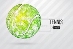 a tennis ball made up of lines and dots on a white background with the words tennis